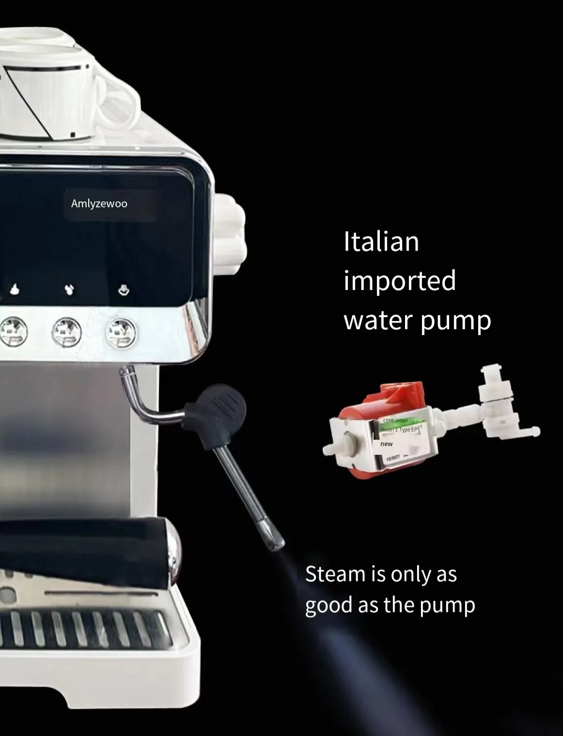 20 Bar Commercial and home Espresso Machine, Coffee Makere for Cappuccino, Latte, Espresso with Milk Steamer 1450W, Italian pump