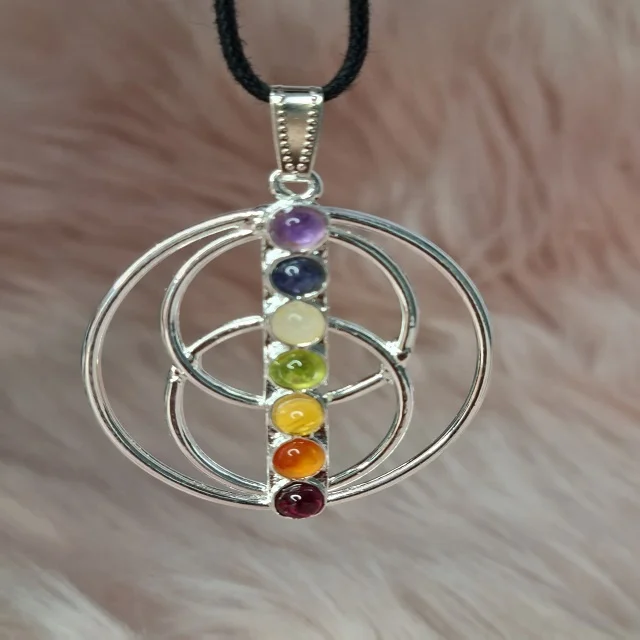 
Новинка 7 Чакр Мандала натуральный камень Маятник Подвеска ожерелье Женская исцеляющая Хрустальная подвеска народное Исцеление Рейки ювелирные изделия 