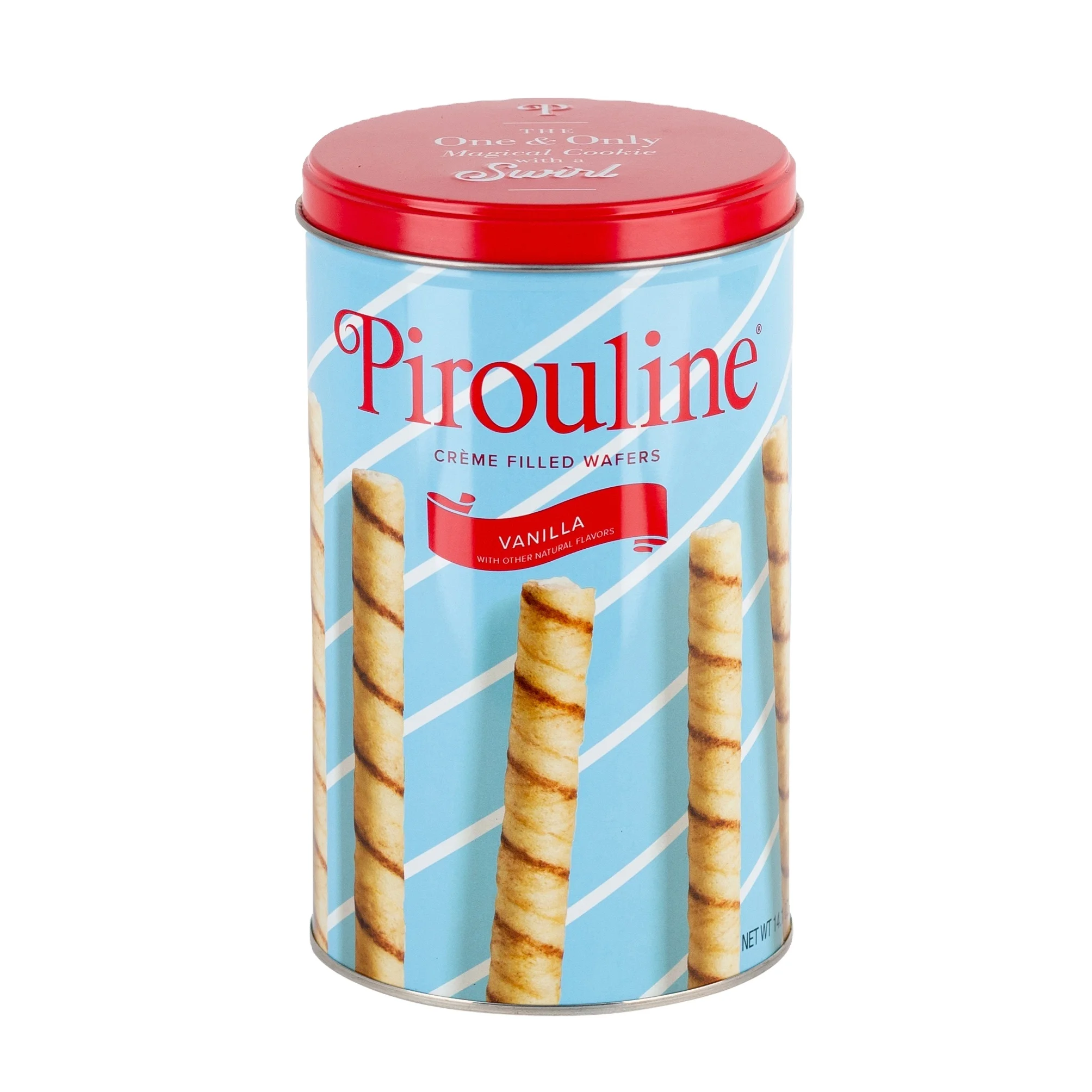 Оптовая продажа вафли Pirouline в рулоне ванильное печенье вкусный вкус ванильный крем заполненный 14 унций олова