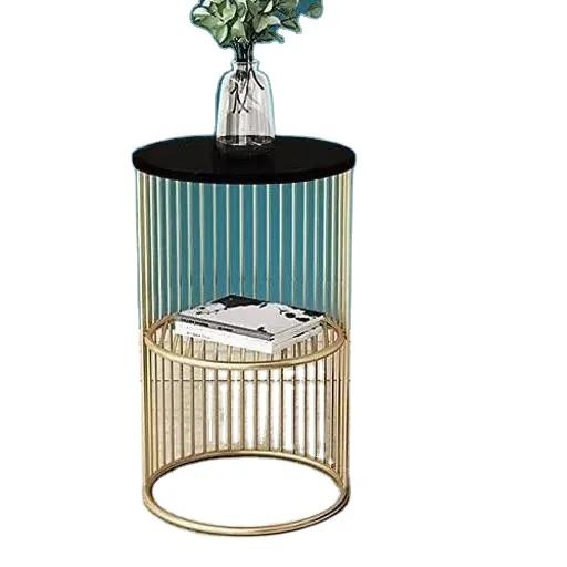 Nesting Round Side, Accent End Table for Living Room with Metal & Engineered Wood Tabletop and Metal Frame