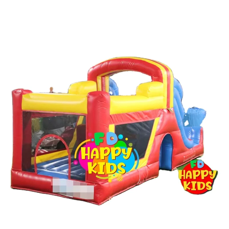 Custom theme Commercial mini neutral bounce obstacle  Fun city bouncy castle combo  for sale/Multiplayer gamefor kids