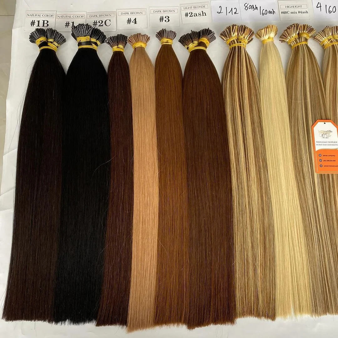 Big Color Palette I Tip Keratin Hair Extensions Vietnamese Human Hair Supplier Small Tips Easy To Apply
