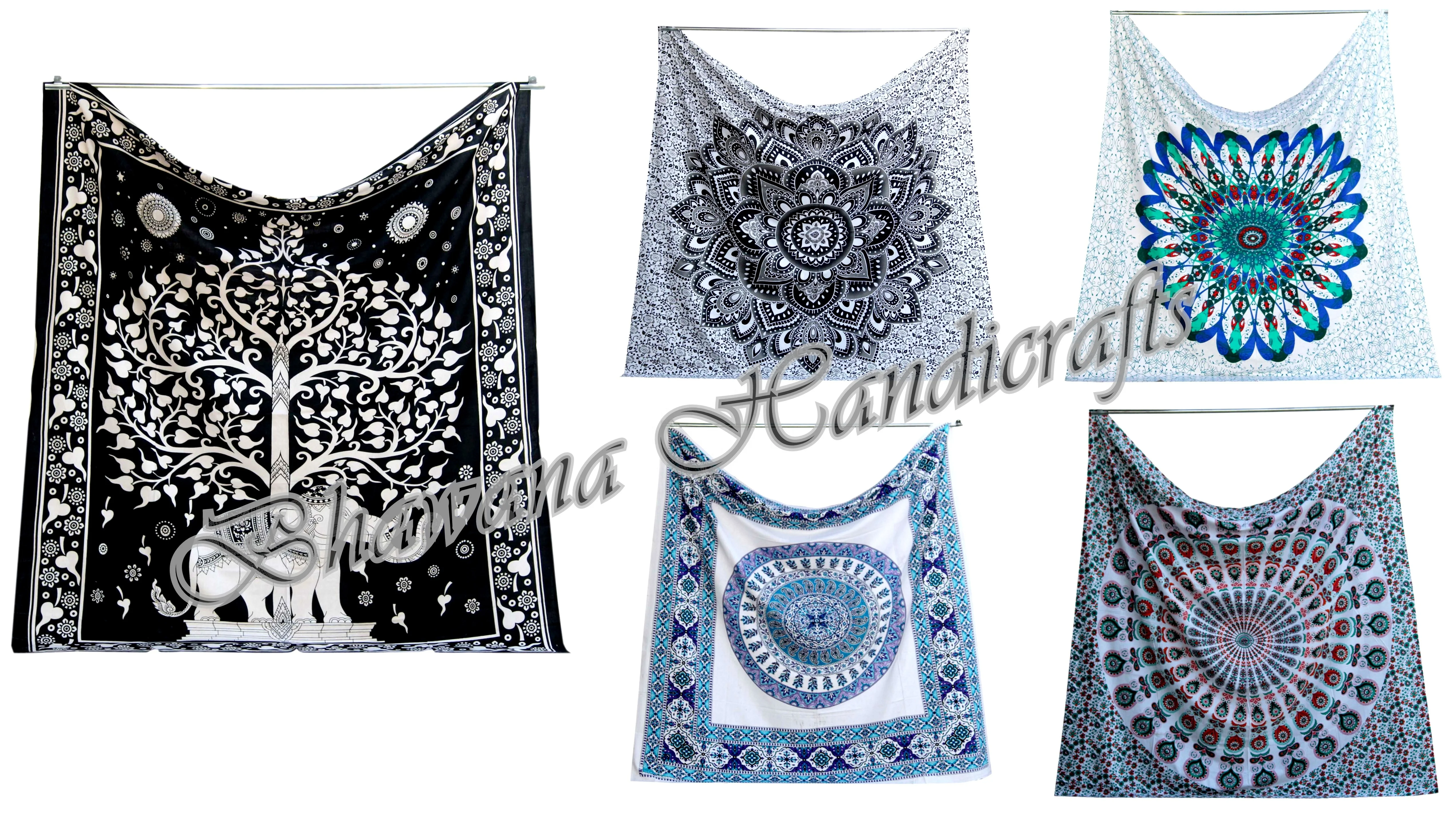 Indian Mandala Tapestry Bohemian Wall Hanging Tapestry 100% Cotton Bedspread Twin