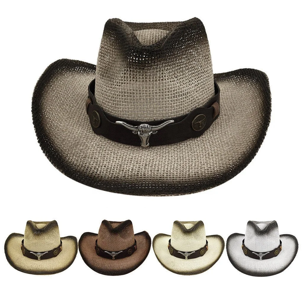 Cowboy Hat with 3 Skulls - Handmade with 100% Cowhide Leather - New with Tags Custom New Fashion Design Cowboy Hat