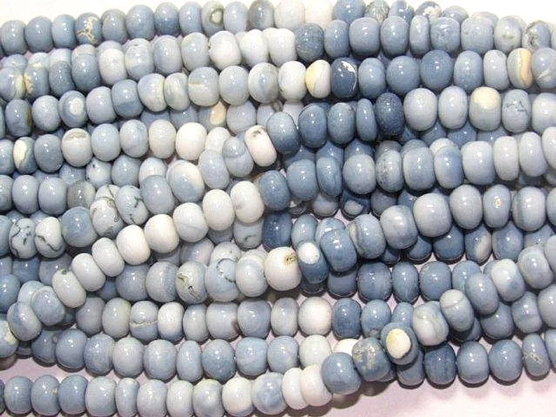 Natural blue opal plain roundel shape loose gemstone beads for making jewelry wholesale price per gram
