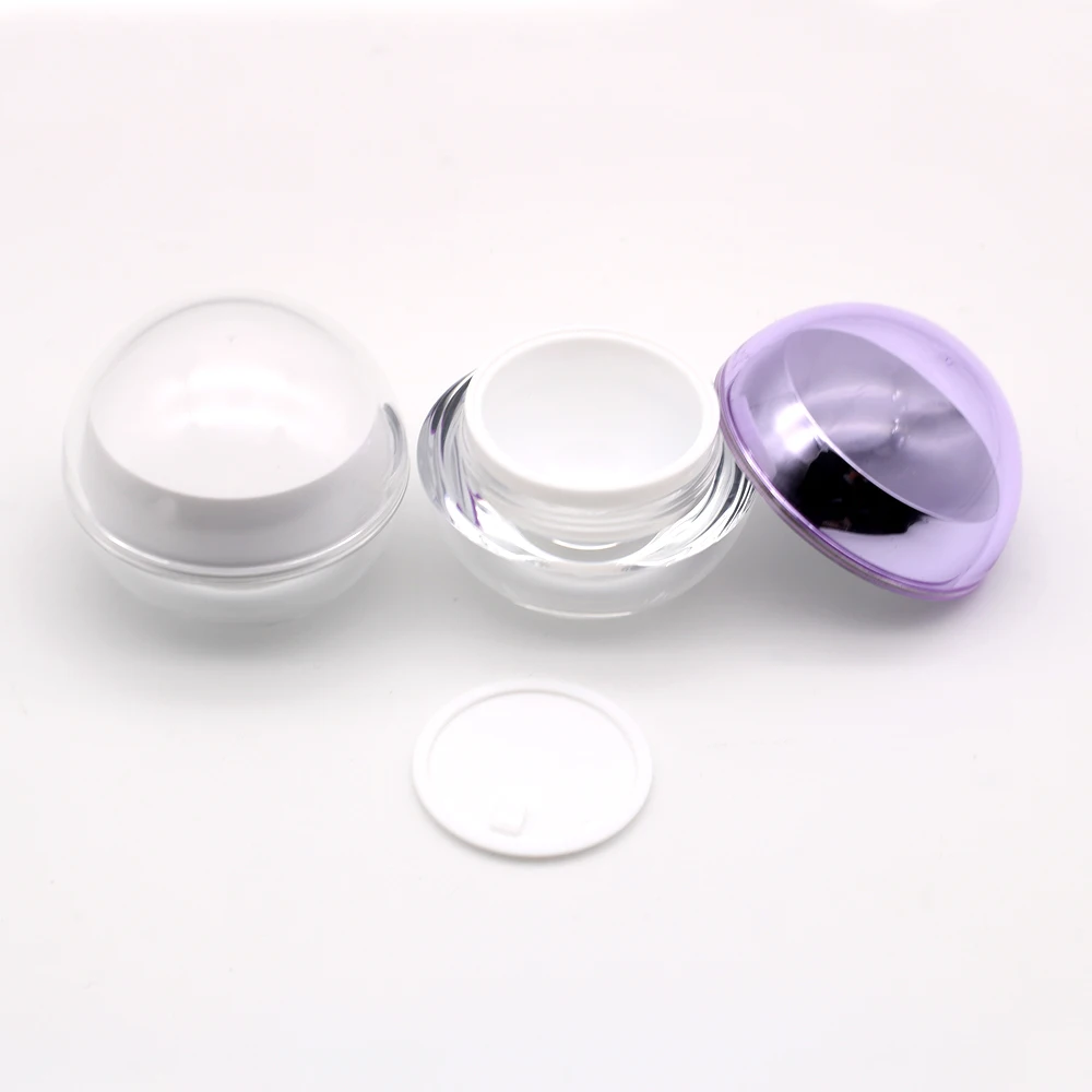 High Grade 5g 8g 15g 30g 50g Ball Shape Cosmetics Packaging Plastic Cream Containers Acrylic Jars White Cream Jar