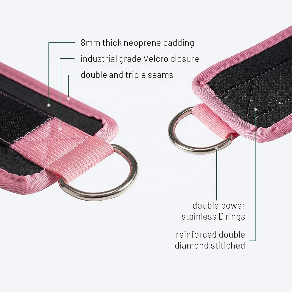 Adjustable Pair High Quality D Ring Gym Fitness Leg Training Ankle Strap Cuffs Gym Fitness Ankle Straps