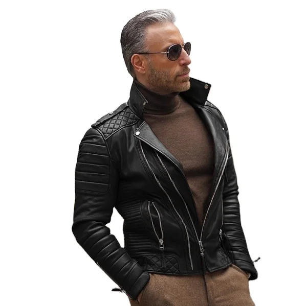 Новая мужская кожаная куртка деловой джентльмен стоячий воротник на молнии Повседневная оптовая продажа не требующая глажки Мужская большого размера