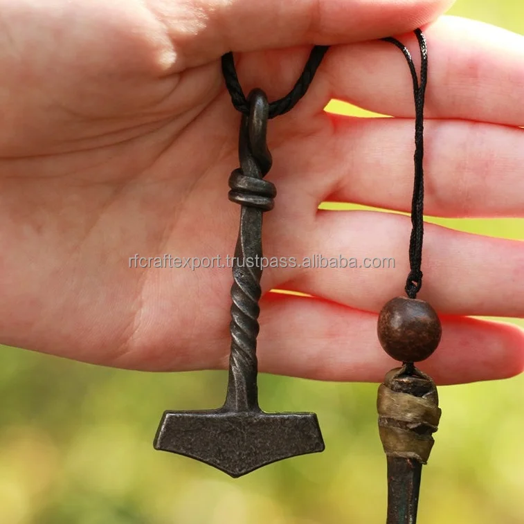 Handmade Forged Iron Handmade Viking Heavy Thor Hammer Hunting Tool Pendant Male Jewelry by rf crafts