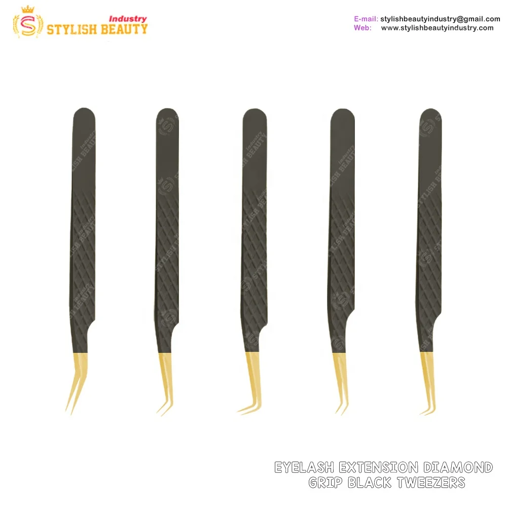 False Lash Application Tools Japanese stainless steel lash tweezer with customized packing eyelash tweezers set