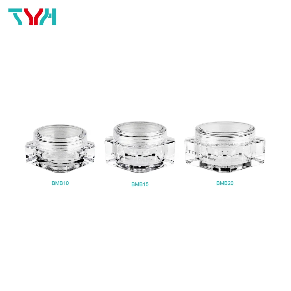 15ml PS Transparent Octagon Plastic Cosmetics Makeup Glitter Powder Jar Pot With Round Screw Cap Lid (BMB15)