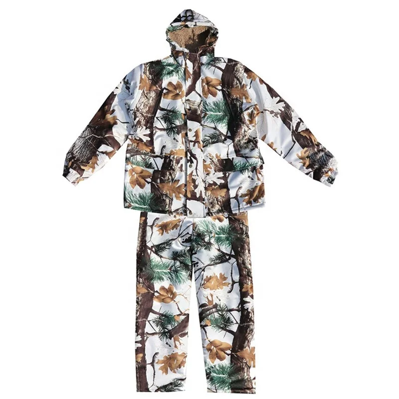 High Quality Winter Snow Bionic Camouflage Suit Waterproof Warm Fleece Hunting Jacket Pants Ghillie Suits Male