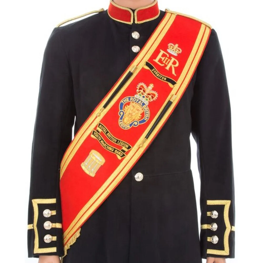 OEM/ODM Wholesale Highland Drum Major Baldric Hand Embroidered Sash Belt High Quality Musical Band Uniform Decorative Sash