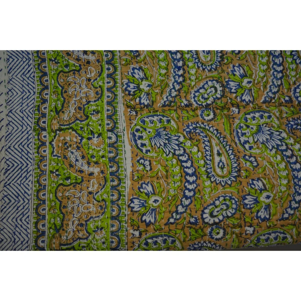 Индийское одеяло kantha плед ручной работы с принтом ручная работа Хлопковое покрывало двустороннее KQSP067