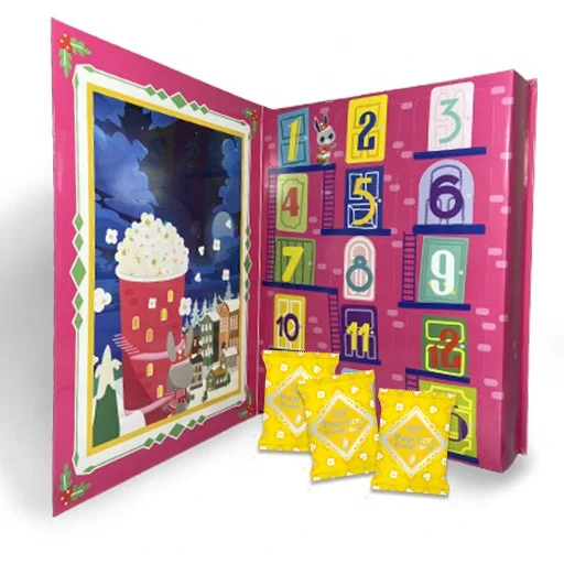 Popcorn OEM Snack_Xmas Advent Calendar BookBox with 15 Flavor Popcorn(10g*15bag)_Grain Snack importer_retailer