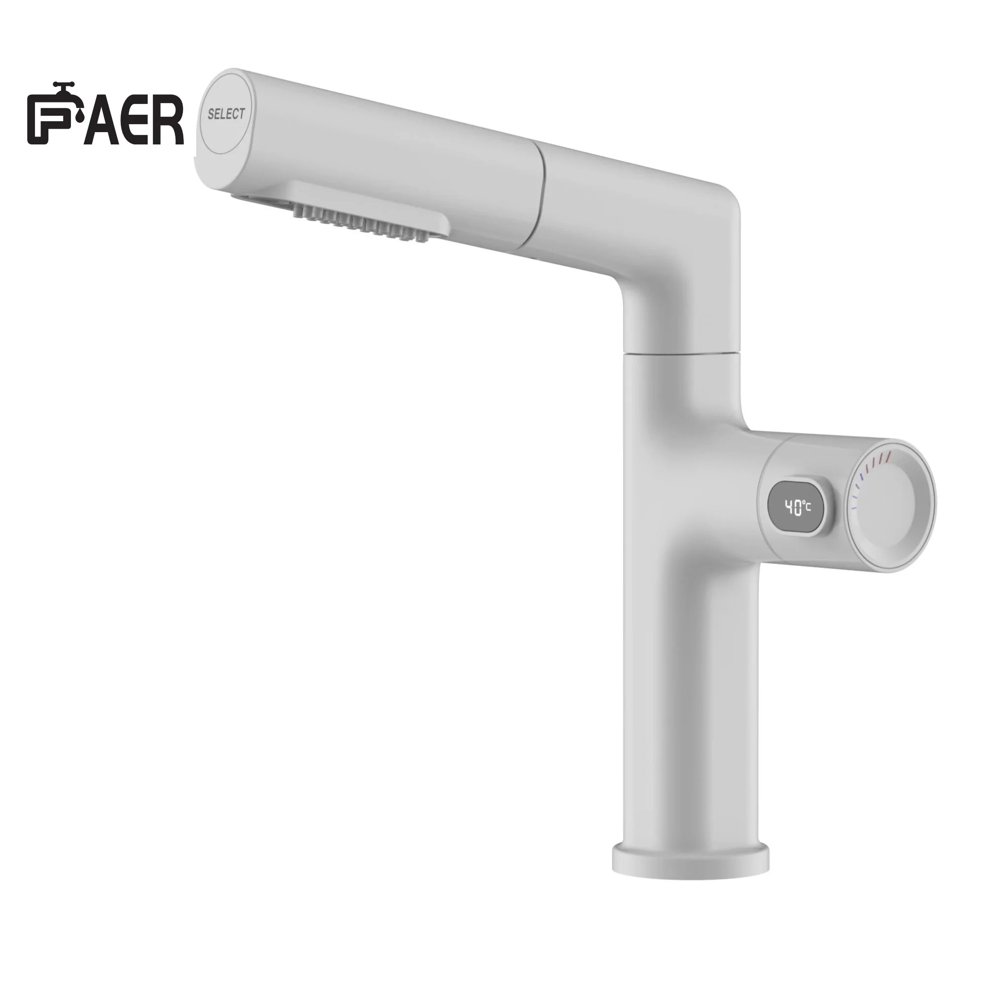 Unique Design Brass Modern Brushed Intelligent Temperature Rotating Digital Display Lifting Touch Stretching Wash Basin Faucet