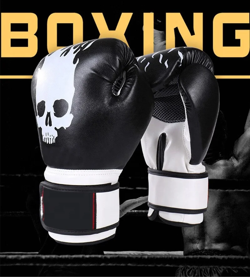 New Design Custom Logo PU Leather Professional Training Sparring Mesh Panel Palm Kick Boxing MMA Classic Muay Thai Boxing Gloves