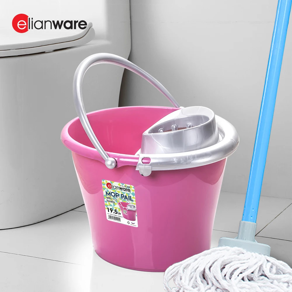 Elianware Elegant 2 Gallon Plastic Sanitary Cleaning Mop Pail With Cover And Hand Carry Pedal