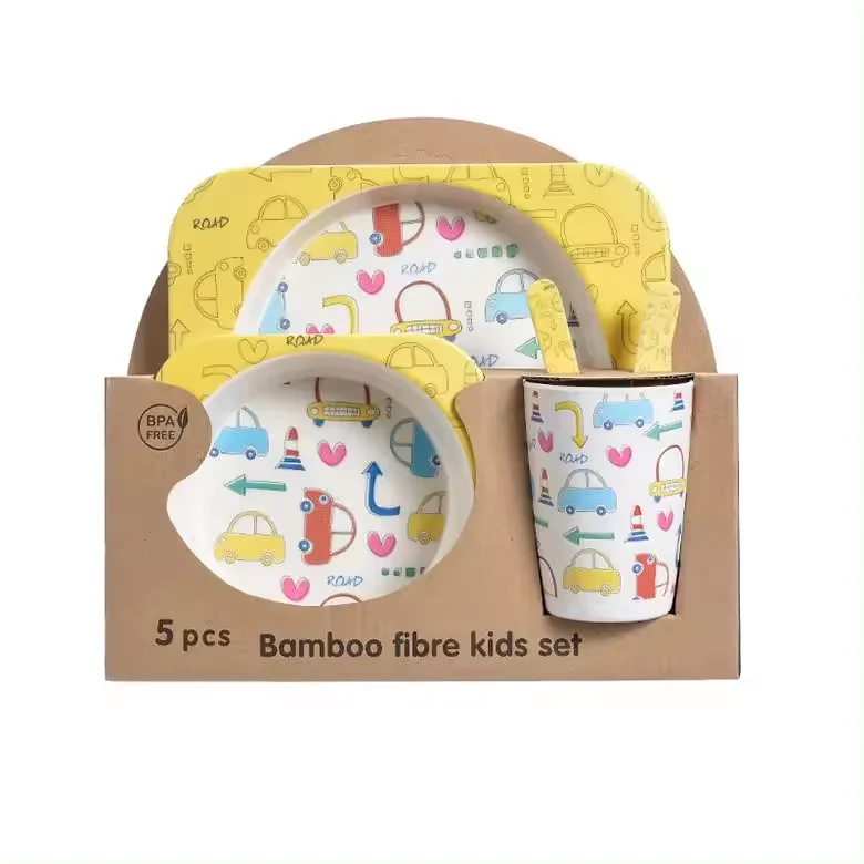 Eco-Friendly Baby Tableware Set BPA-Free Silicone Dishes & Plates Including Bowls & Spoons