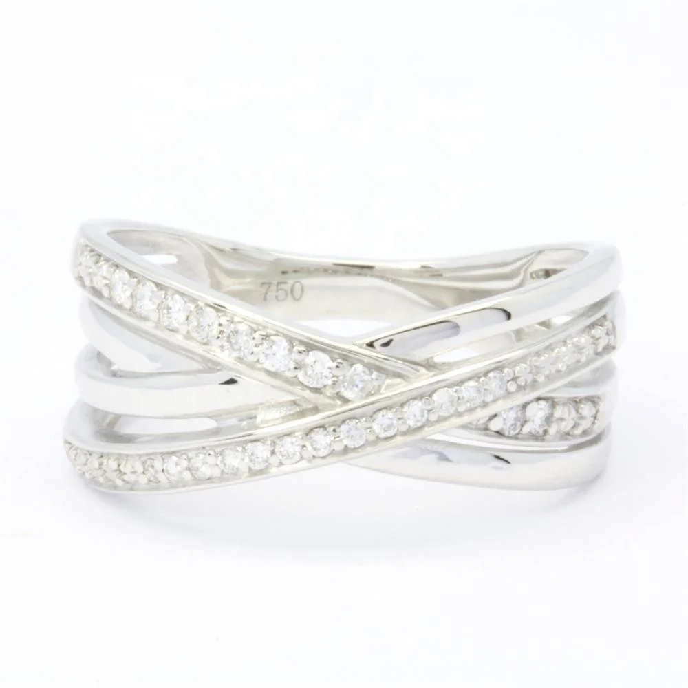 Wholesale OEM 18k Real Solid Gold Classic Design Wedding Diamond Rings Jewelry Women 18k Gold