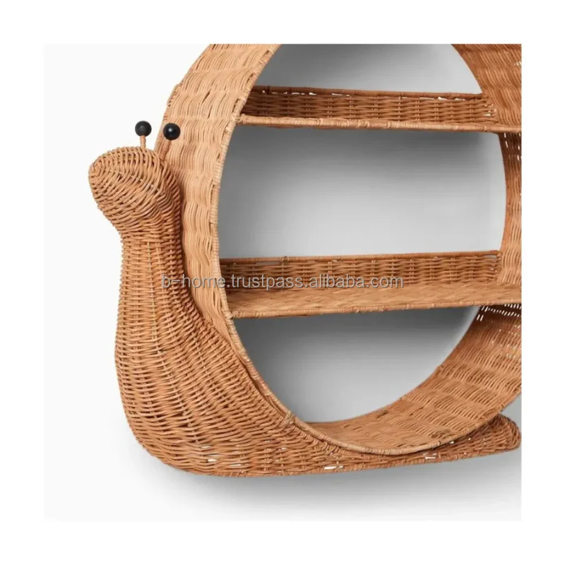 Best Choice Wholesale Handmade Natural Rattan Snail Shelf Woven Wicker Shelf Decoration for Baby Room Direct from Vietnam
