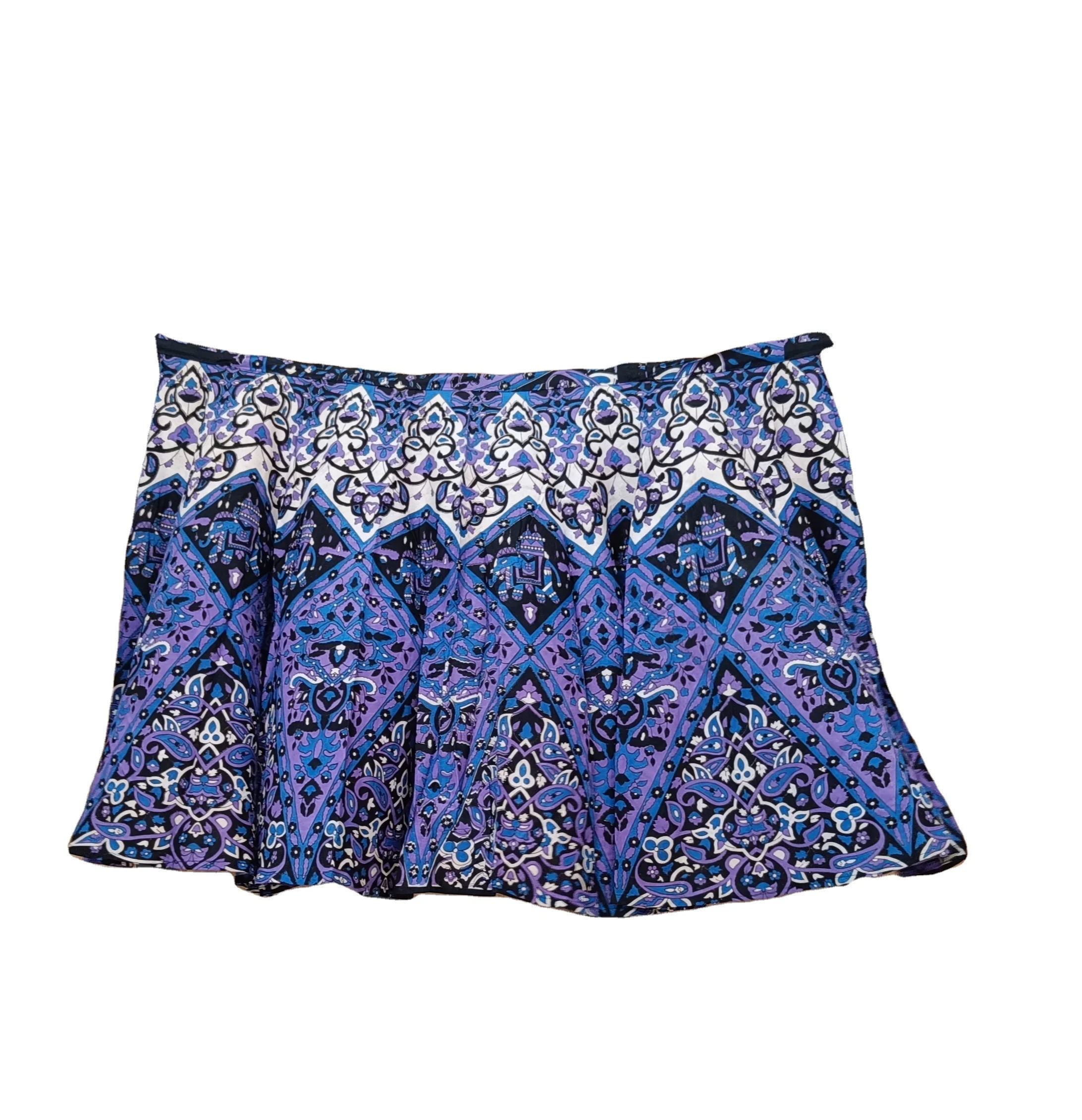 Indian Cotton Wrap Skirts Bohemian Wrap Indian Ethnic Knee Length Skirt Gypsy Festival Flamenco Women Girls Casual Wear  Skirt