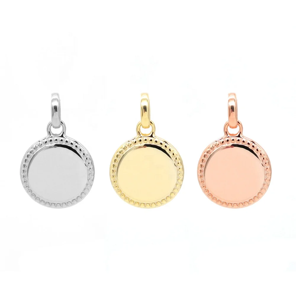 925 Sterling Silver Jewelry Blank Pendant Rhodium Plated Jewelry Silver Disc Pendant Round Engravable Jewelry Women
