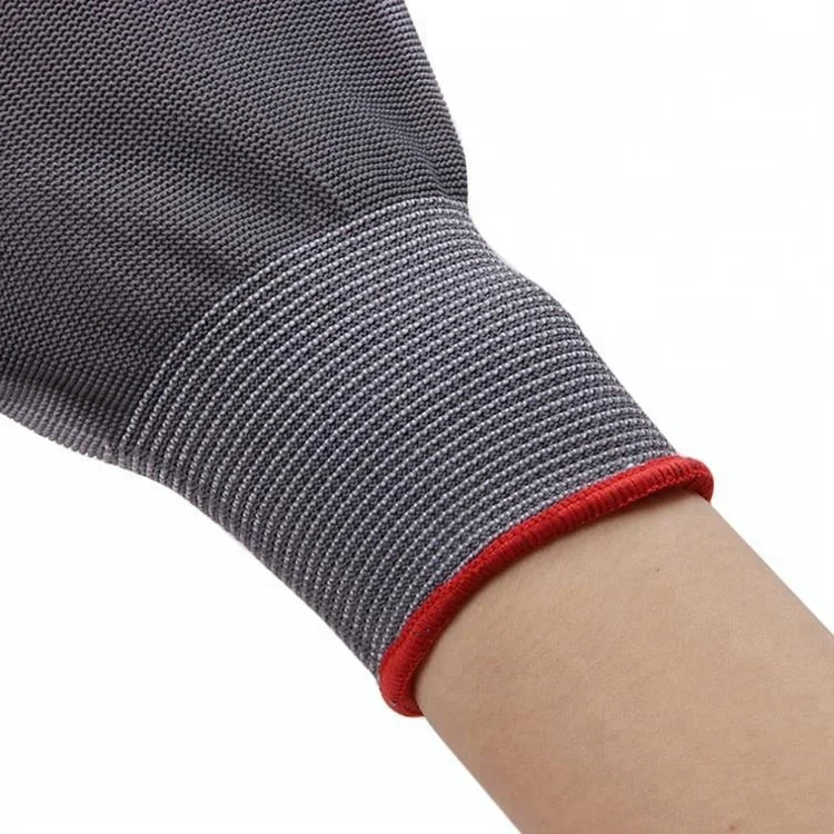 Breathable Wear Resistant ESD Non Slip Dotted PU Coated Palm Gloves