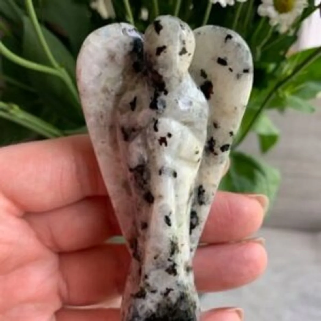 best selling natural agate stone healing crystal seven chakra bonded gemstone carving small angel wings for sale