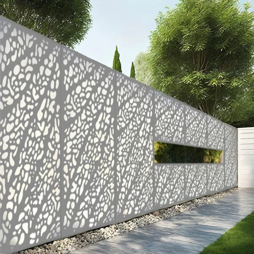 Outdoor privacy screen decorative laser cut pattern screen panel aluminum balcony garden yard laser cut screen