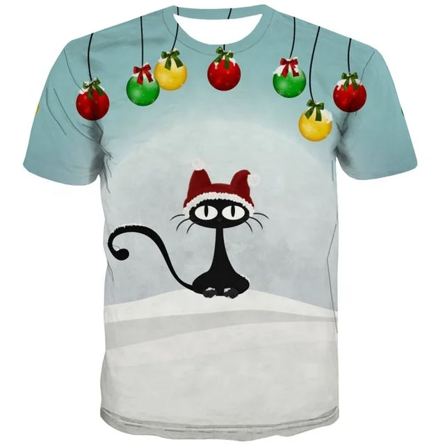Breathable Oversize Tshirt T-Shirt Men Tree T-Shirts 3D Anime Clothes Christmas Gift Tshirts Casual Short Sleeve
