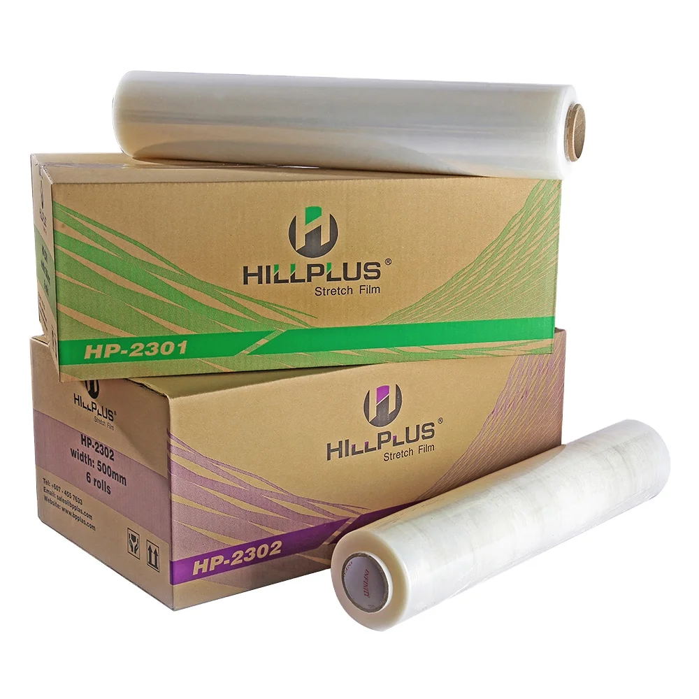 2 в 15 микрон HillPlus ширина 300 мм прозрачная ручная стретч-пленка из полиэтилена для картонной упаковки доступная OEM