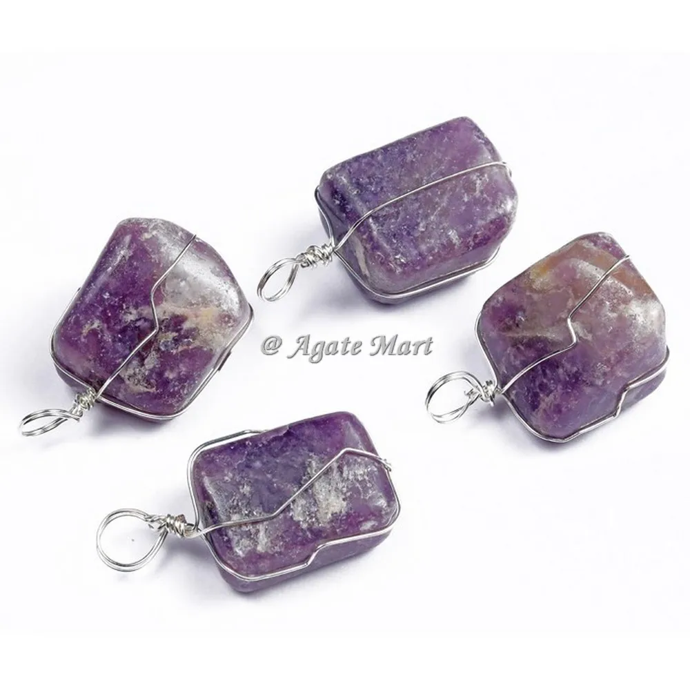 stone pendant Sodalite Pendant with thin Wrapped Healing stone tumbled pendant crystal tumbled pebble Gemstone necklace