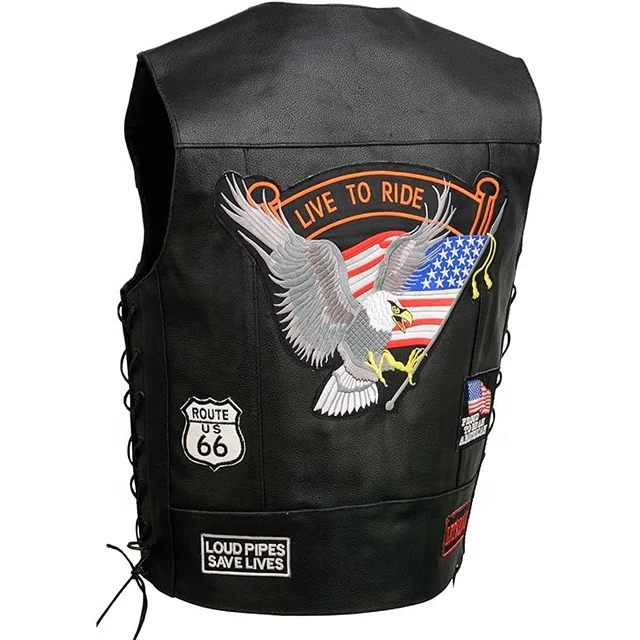 OEM Custom Handmade Genuine Leather Biker Vest Men Hunting Waistcoat Motorcycle Leather Vest American Leather Motorbike Vests