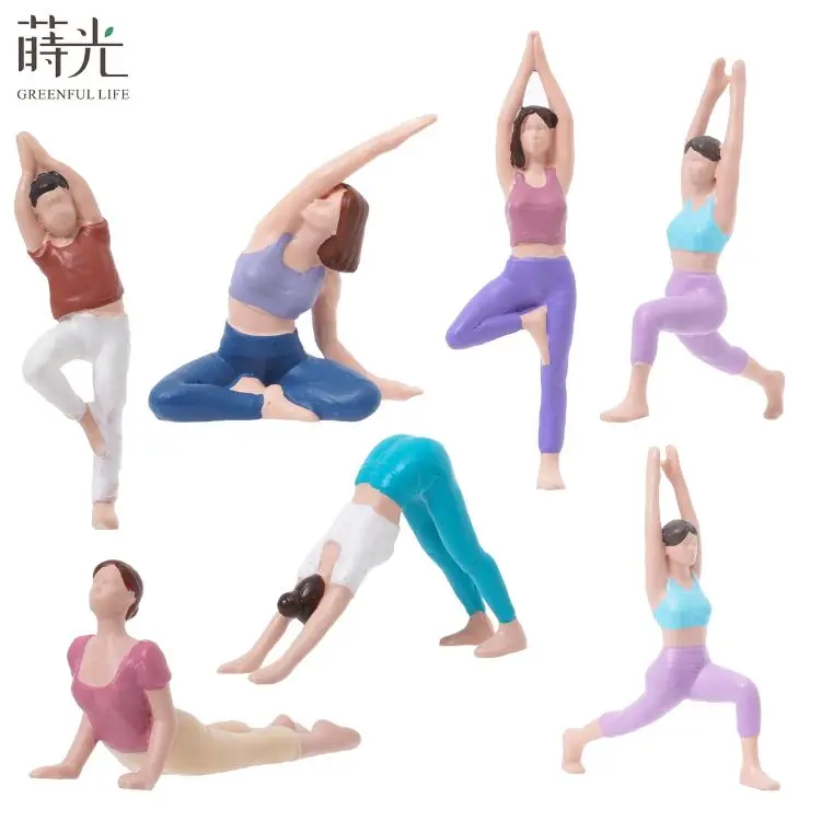 [2.9] Mini Garden Decor Micro Landscape Figurines Parts Yoga Sport Miniature Resin Figurines
