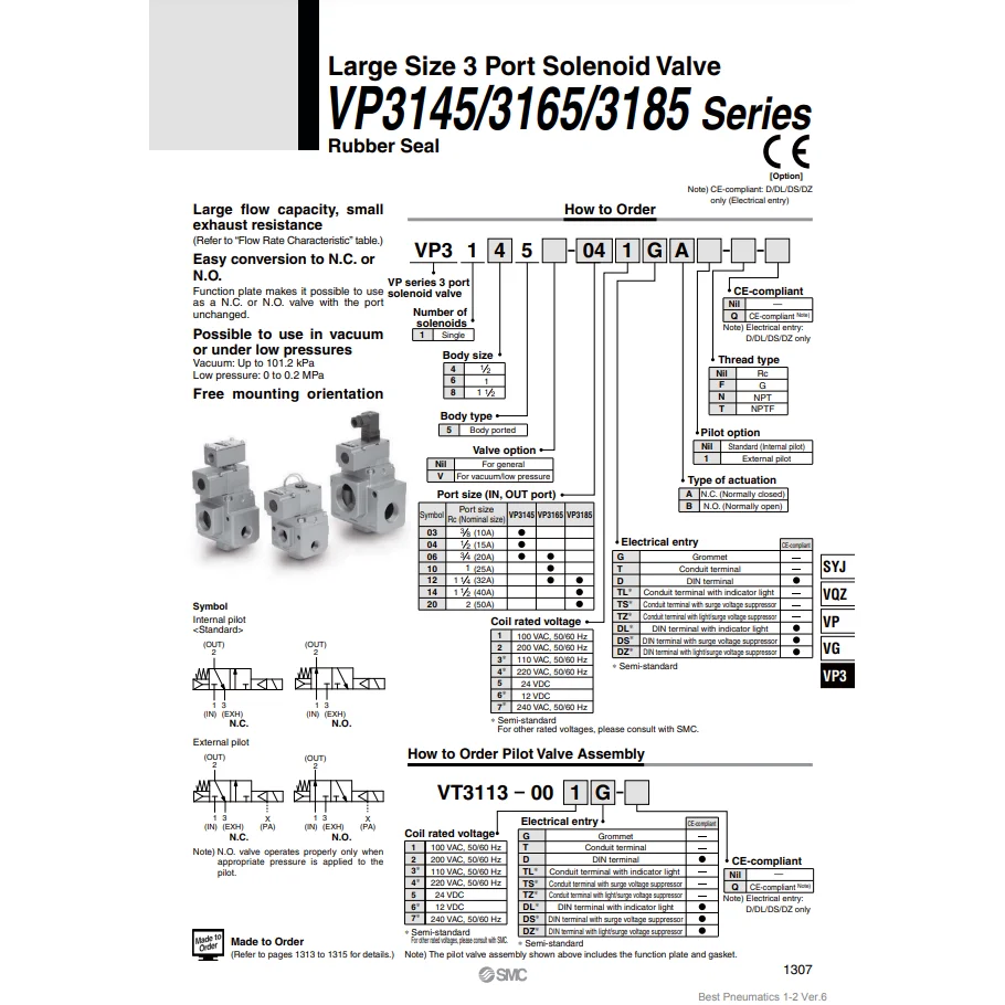 [SMC Pneumatics]Solenoid Valve VP3145-042GA