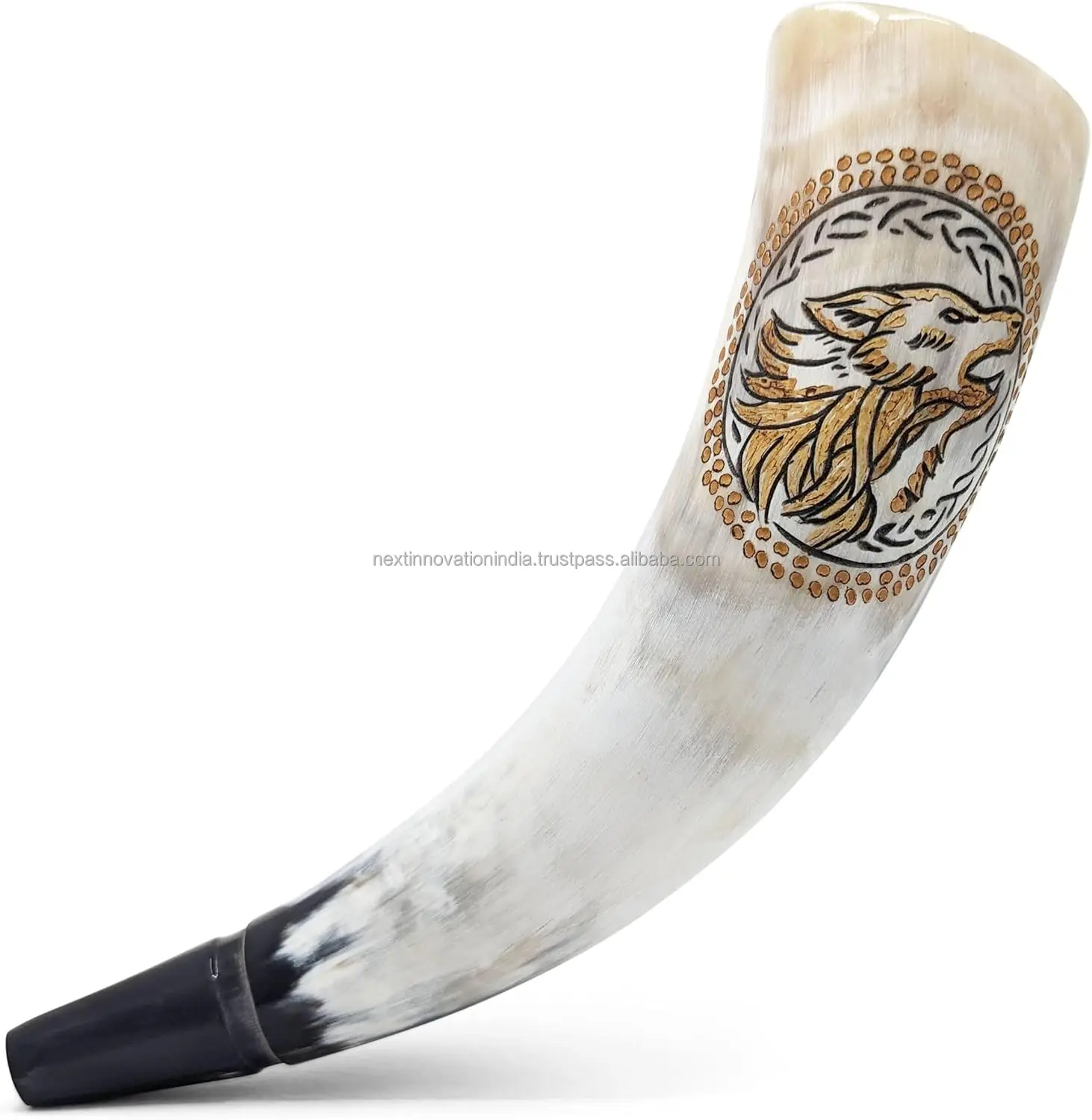 High Quality Handmade Agate Viking Drinking Horn Carved Animal Style with Stand Polished Horn for Decorative Drinking