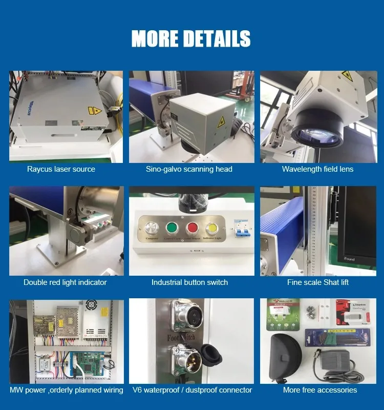 China 20W 30W 50W 60W 100w RAYCUS MOPA JPT MAX mini portable desktop fiber laser marking machine