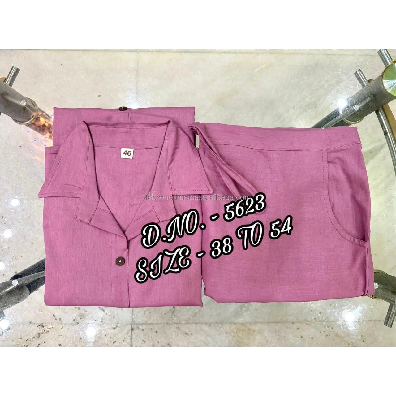 Beautiful Heavy Cotton Slub / cotton Flex (खादी) Best Quality fabric Cordset ( Short Length Shirt - 29”) With Wooden Buttons & L