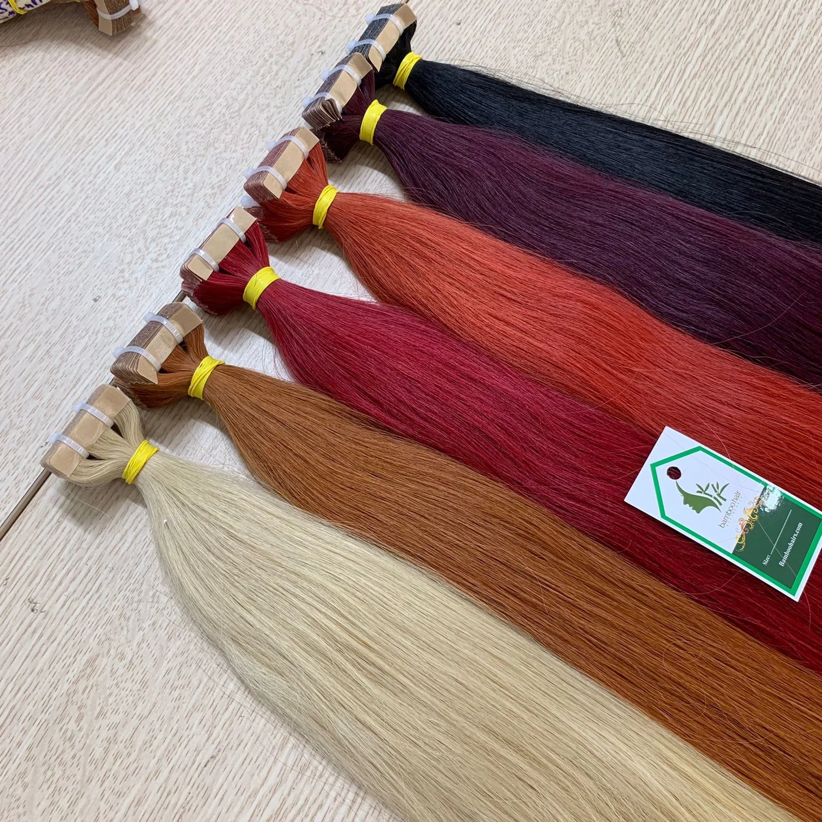 TAPE Human Hair Extention in Bamboohair in VietNam with high quality and full colors