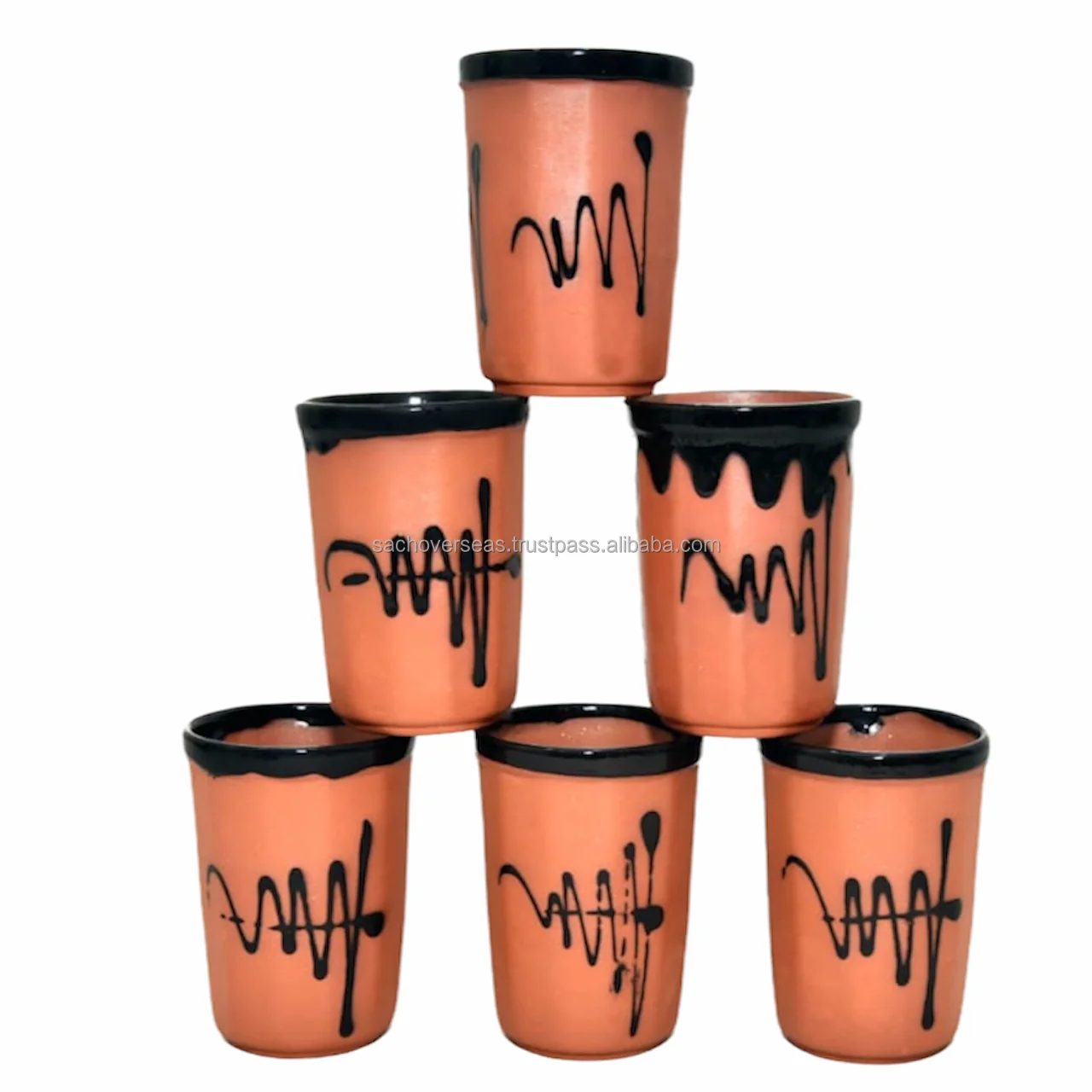 Exclusive Indian Natural Glazed Clay Coco Cola Glass , Earthenware Terracotta Clay Glass Set of 2  ( 200 ML)