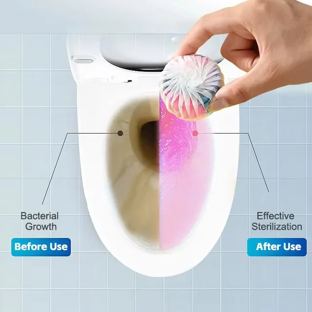 Custom Package hotel Toilet Cleaner Detergent Automatic Flush Toilet Cleaner Household Bathroom Rose Scent Deodorizer