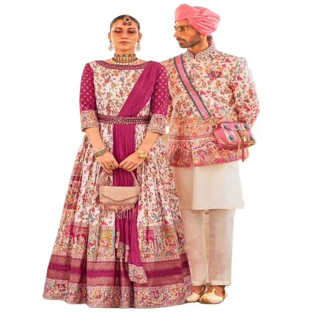 Premium Quality Ethnic Pakistani Indian Couple Dresses New Arrivals 2024 Couple Outfits Lawn Dresses ODM