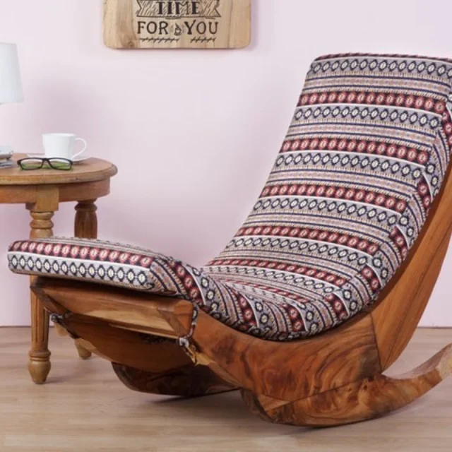Best selling solid wooden comfortable rocking chair home furniture direct factory from Indonesia at affordable price