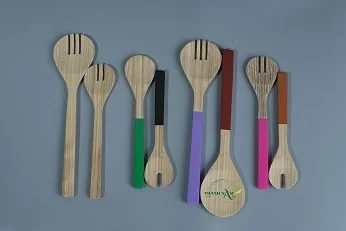 Promotion Item Small Wooden Bamboo Spoon Flatware Set Stainless Dinnerware for Restaurants and Hotels for Giveaways