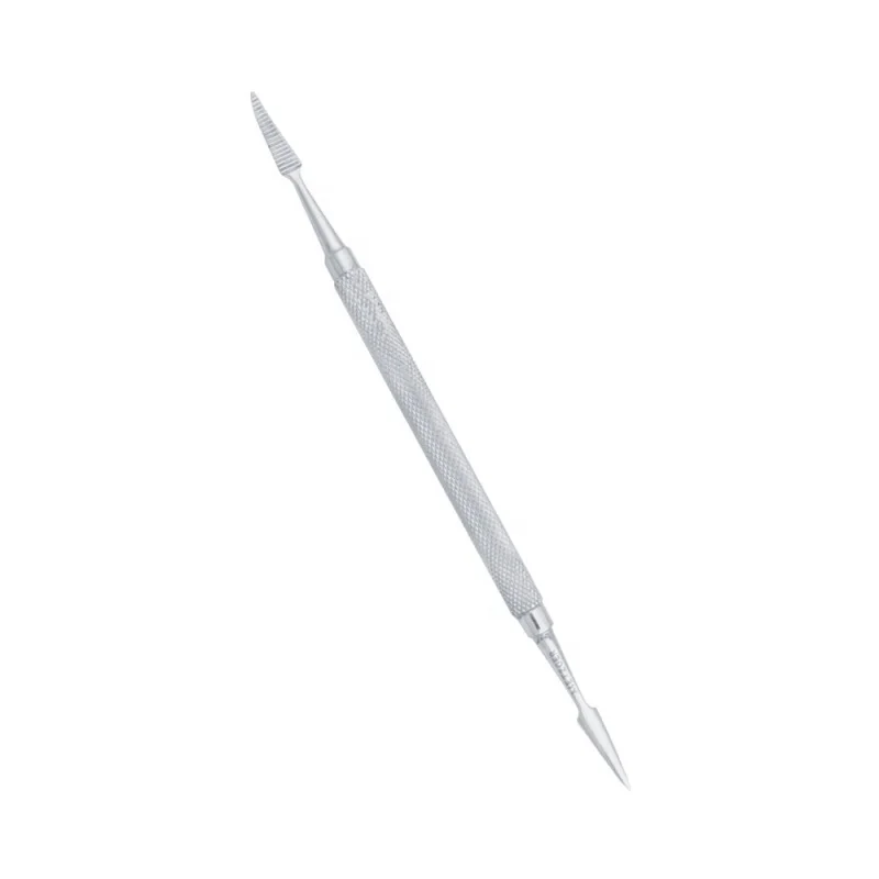 Factory Wholesale Nail Art Custom label stylish angled cuticle nail pusher Stainless Steel Cuticle Pusher Life Care Instruments