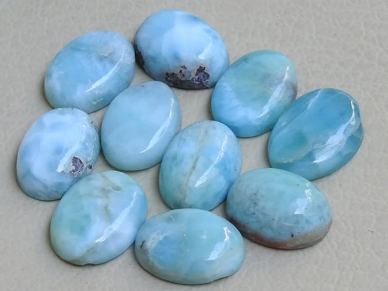 Natural Larimar Smooth Oval Shape Cabochon Calibrated Size Matching Pair Loose Stone Wholesaler Supplies New Arrival
