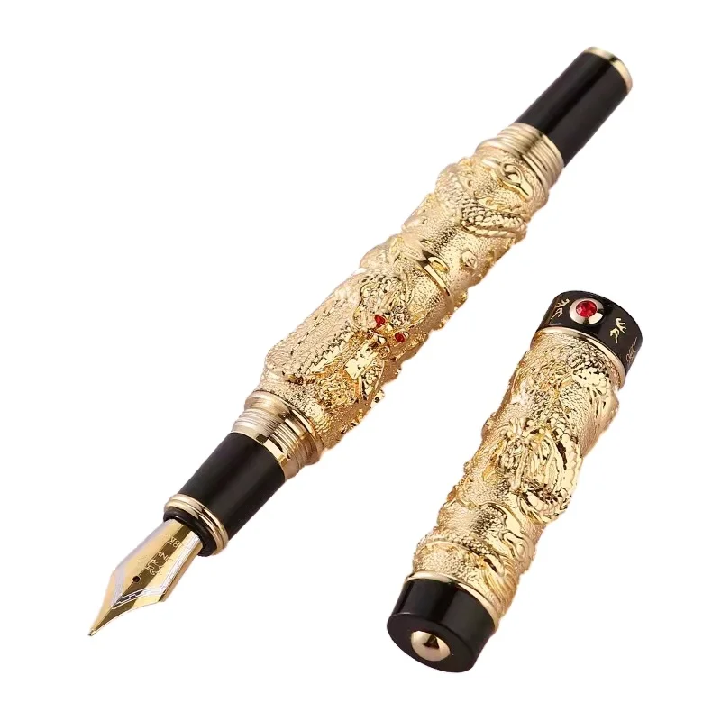 Jinhao 0,5 мм передовым двойным драконов жемчуг тиснением Шариковая ручка для офиса и школы поставщик подарков
