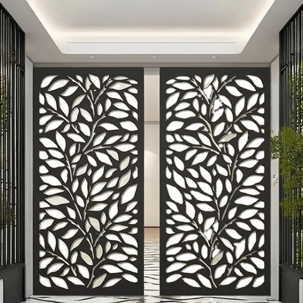 Outdoor privacy screen decorative laser cut pattern screen panel aluminum balcony garden yard laser cut screen