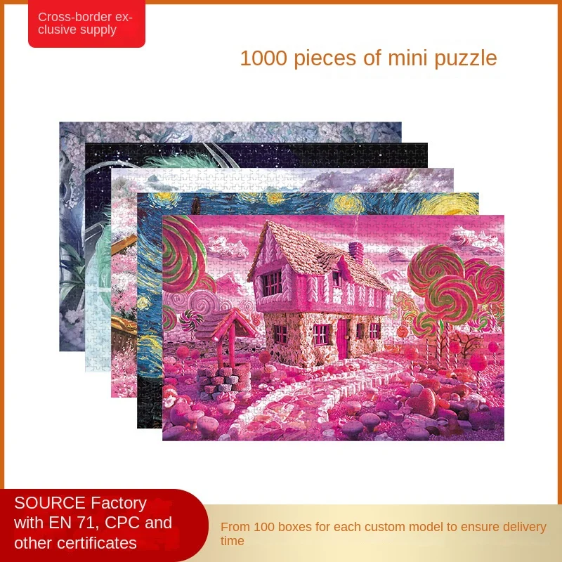 manufacturer custom 50pcs up can custom high quality recycled paper puzzle game 1000 pieces jigsaw puzzles for adult for Kids